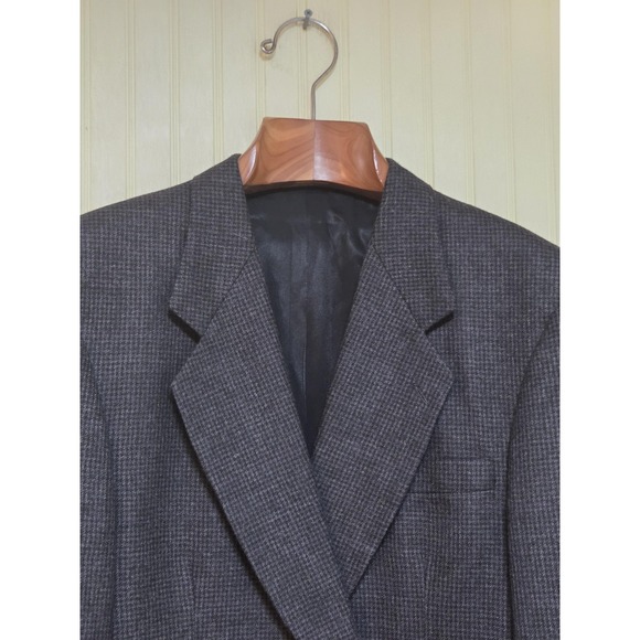Oscar de‎ la Renta Blazer Mens 46R Charcoal Micro Check Two Button Sport Coat
